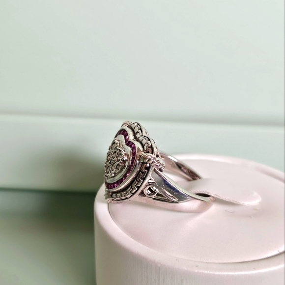 Helzberg 1/6 Carat T.W. Diamond and Lab Created Ruby Heart Ring, Size 7 - Picture 2 of 7